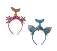 WRITWAA 2pcs Sea Star Shell Headband Mermaid Design Headbands Hair Hoops Lovely Headdress for Girls Party Supplies like Mermaid Party Theme