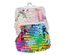 WRITWAA 2pcs Sequin Coin Purse for Women and Girls, Double-Sided Design, Secure Kiss Lock Closure, Small Cute Wallet for Change, Keys and Lipstick
