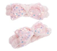 WRITWAA 2pcs Sequins Bow Headbands for Women Elastic Hair Bands for Shower and Makeup Comfortable Hair Accessories with Cute for Daily Use and Spa Days