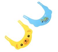 WRITWAA 2PCS Shower Cap Waterproof Shampoo Visor for with Ear Protection Adjustable Bath Hat for Cute Cartoon Yellow Dog and Blue Excavator