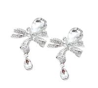 WRITWAA 2pcs Silver Alloy Crystal Bowknot Pendants for DIY Jewelry Making and Phone Case Decor, Lightweight and Delicate Accessories for Creative Handmade Projects