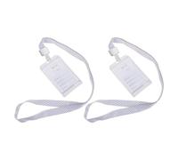 WRITWAA 2pcs Silver Aluminium Alloy Id Badge Holder with Lanyard, Vertical Card Holder Featuring Quick Card Swapping and Bend Prevention, Smooth Rounded Surface for Banks and Factory