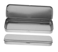 WRITWAA 2pcs Silver Metal Pencil Box with Upward Opening Lid and Visual Window Design Sturdy Tinplate Pencil Holder Pouch for Kids Practical Case for School Use