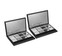 WRITWAA 2pcs Small Empty Eyeshadow Palette | 8 Grid Matte Black Refillable Cosmetic Case For Diy Blush And Lip Color Mixing - Magnetic Makeup Pallete