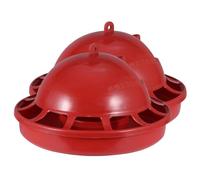 WRITWAA 2PCS Small Poultry Water Drinker Bowl with Float Valve, Automatic Chick Feeding Waterer Cups for Farming and Backyard Use, Red
