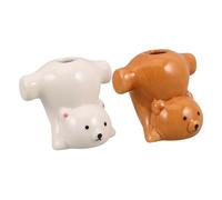 WRITWAA 2pcs Toothbrush Holder Cute Cartoon Animal Organizer with Antislip Base Whimsical Toothbrush and Toothpick Storage for Bathroom Decor Bear Brush Stand