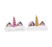 WRITWAA 2pcs Unicorn Hairbands Stylish Headwear Lovely Headdress Hair Accessories for Girls Party Supplies Featuring Sparkling Sequins and Soft Coral Fleece Material for Unicorn Birthday d