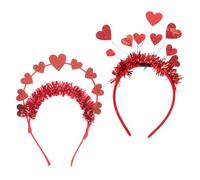 WRITWAA 2Pcs Valentines Day Love Heart Headband Pink Party Hair Hoops for Wedding Decor Charming Antenna Bopper Accessory for Festival Hairstyles