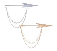 WRITWAA 2pcs Vintage Arrow Brooch Lapel Pins with Hanging Tassel Chain for Men Suit, Alloy Material with Meticulous Craftsmanship, Easy to Style Collar Chain Brooches for Social Occasions