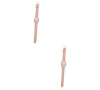 WRITWAA 2pcs Watch Girls Decorative Women Luminous Delicate Analog Leisure Casual Band Vintage Adults Ornament Ladies Noctilucence Gold Wrist Digital Imitation Leather Miss Fashion Rose