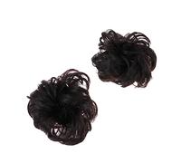 WRITWAA 2Pcs Wig Hair Ring Synthetic Hair Chignon Bun Tool for Women Durable Volume Brownish Black Easy to Use for Stylish Updos Ponytails
