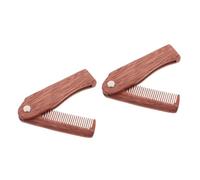 WRITWAA 2pcs Wooden Hair Comb Portable Mustache Comb Folding Pocket Beard Accessory for Men Hair and Beard Styling