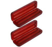 WRITWAA 2pcs Wooden Pen Organizer with Dual Slot Separation, Scratch Resistant Wood Fountain Pen Storage Box with Quick Access Lid, Classic Red Lacquered Surface, for Desk and Meetings