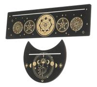 WRITWAA 2pcs Wooden Tarot Card Holder Stand with Delicate Moon Shape, Space-saving and Easy to Store Tarot Cards Display for Bedroom and Restaurant Spiritual Divination Accessory