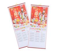 WRITWAA 2pcs Year Snake Wall Calendar Traditional Chinese Lunar and Gregorian Dates Hanging Calendar with Elegant Rattan Design Thickened Material for Office Home Planning