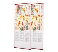 WRITWAA 2pcs Year Snake Wall Scroll Calendar Thickened Lunar and Solar Date Planner Chinese Year Decor for Home Office School Wall Hanging