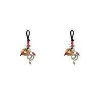 WRITWAA 2pcs Yellow Brass Snake Key Pendant with Five Retro Car Keychain for Luck Unique for Men Versatile Accessory for Bags and Keys