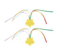 WRITWAA 2pcs Yellow Star Car Antenna Ball 8cm with Ribbon Vehicle Roof Antenna Topper for Car Decorative Hanging Accessories for Exterior Use