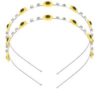 WRITWAA 2pcs Yellow Sunflower Decorative Headbands for Women, Lightweight Stainless Steel Hair Accessories, Comfortable to Wear, for Clubs and Stage Shows