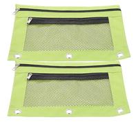 WRITWAA 2pcs Zipper Pencil Bags Travel Bag Large Capacity Oxford Cloth File Pouches with Three-Hole Eyelets for Office Supplies Students and Teachers