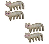 WRITWAA 2sets 2pcs Cat Shaped Wooden Comb Wide Tooth Scalp Massage Comb for All Hair Types Portable Tool for Women and Men Smooth Texture for 2pcs*2