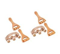 WRITWAA 2sets Hand Held Massage Roller Stick Rolling Massage Tool for Back Portable Back Massager Wooden Material for Yoga Stretching 3pcs*2