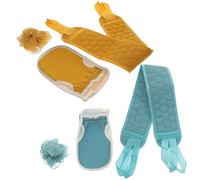WRITWAA 2sets Shower Gloves Exfoliating Washcloth Spa Mitts for Body Rich Foaming Bath Glove Long Strip Bath Towel Cover for Back Scrubbing