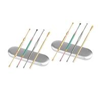 WRITWAA 2sets Stainless Steel Ear Picks Portable Ear Wax Removal Spoons for Spiral Design for Ages