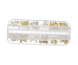 WRITWAA 3 Box Set of Golden Alloy Nail Art Studs with Ocean Animal Patterns, Glossy Surface and Rust-resistant Finish, Includes Separate Storage Box for Scrapbooks and Resin Fillers,