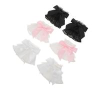 WRITWAA 3 Pairs Detachable Lace for Wrists Elegant Bow Sleeve Nail Photo Props with Ruffled Edges Comfortable Fake Arm Sleeves for Wedding and Nail Art Photography