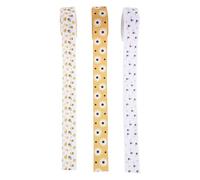 WRITWAA 3 Roll Ribbon Daisy Print Spring Festival Ribbon Harvest for Country Style Present Wrapping Wedding Bouquet Ties