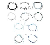 WRITWAA 3 Sets Bohemian Style Woven Bracelets and Anklets for Women Non-allergic Wax Cord Jewelry in Green Blue and Black Stackable National Wrist and Foot Accessories for Daily Fashion