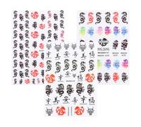 WRITWAA 3 Sheets Nail Manicure Decals Chinese Character Design Self-Adhesive Paper Assorted Color Eye-catching Fingernail Stickers for Party