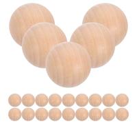 WRITWAA 30 Pcs Round Wooden Balls Simple Wooden Beads Without Hole Natural Solid Lotus Wood for Jewelry Beading Making and Home Decoration
