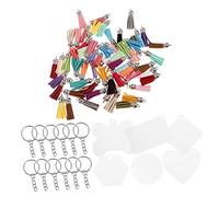 WRITWAA 300pcs Acrylic Keychain Blanks Leather Tassels for Projects Shapes for Crafting Key and Charms