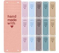 WRITWAA 30pcs Assorted Colour Microfiber Rectangle Labels for Sewing on Clothes, Sturdy Handmade Clothing Embossed Tags for DIY Apparel and Jeans Decoration