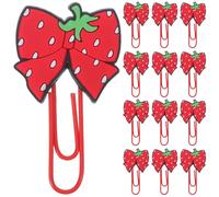 WRITWAA 30pcs Cute PVC Bow-Shaped Paper Clip Bookmarks and School Planners, Kawaii Planner Clips with Charms, Colorful Paper Clamps for ’ Office and Study Accessories