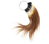 WRITWAA 30pcs Real Human Hair Sample Rings Dark Brown 6° Hair Dye Testing Chart Buckles for Salon Hairdressing and Color Samples