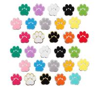 WRITWAA 32pcs Embroidered Paw Print Iron-on and Sew-on Patches with Silver Edges, Animal Appliques for Clothing, Hats, Bags, and DIY Craft Decoration