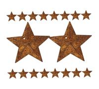 WRITWAA 36 Pcs Rustic Metal Stars DIY Pendants for Xmas Tree Ornament and Vintage Country Home Farmhouse Wall Door Decor Metal Star Props for Creative Living and Retro Decoration