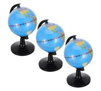WRITWAA 3pcs 3d Educational World Globes with Tactile Relief Topography and Base, Rotating Geography Globes for Students, for Study Desk and Home Learning