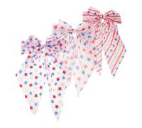 WRITWAA 3pcs American Independence Day Hair Clips with Large Bow Star Pattern and Mesh Lightweight Spring Clips for Party Festival and Holiday Hair Accessories