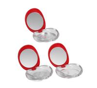 WRITWAA 3pcs Beauty Storage Box for False Eyelashes Mirror Portable Makeup Travel Case for Eyelash Storage Empty Blush Palette Powder Puff Holder Red Box Design