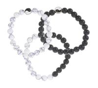 WRITWAA 3pcs Black White Beaded Bracelets for Men and Women Luck Stretch Jewelry Portable Lucky Accessory Feng Shui Symbolism Trendsetting Friendship