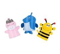 WRITWAA 3pcs Cartoon Bath Mitts for Exfoliating Shower Gloves with Animal Design Bee Penguin Unicorn Soft Body Scrubber for Gentle Skin Cleansing and Spa Massage at Home