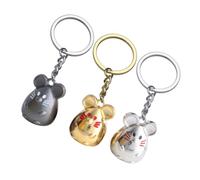 WRITWAA 3pcs Cartoon Metal Mouse Keychain Decorative Pendant Keychain Accessory for Friends Families Cute Rat Random Color