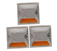 WRITWAA 3pcs Cast Aluminum Sand-Filled Road Studs Reflective Pavement Markers Yellow White Double-Sided Roadside Safety Markers for Driveway and Highway