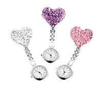 WRITWAA 3pcs Cute Heart Nurse Fob Watch Quartz Medical Pocket Watch for Nurses Random Color Infection Control Design for Healthcare Professionals