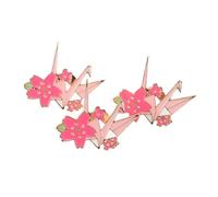 WRITWAA 3pcs Cute Origami Crane Brooch for Women Metal Cherry Blossom Lapel Unique Enamel Pin Accessories for Casual Formal Wear
