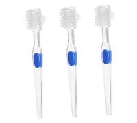 WRITWAA 3pcs Dual Denture Care Cleaning Tool Double Sided Hard Toothbrush for Precision Cleaning of Fake Teeth Enhanced Comfort for Daily Use for Home and Travel
